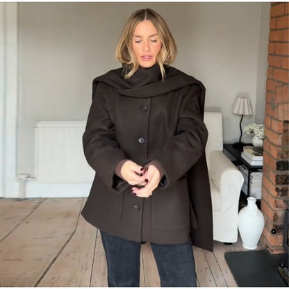 Fashion British Style Trench Coat with Detachable Scarf Women's Single Breasted Long Sleeve Jacket 2025 Winter Classic Outerwear