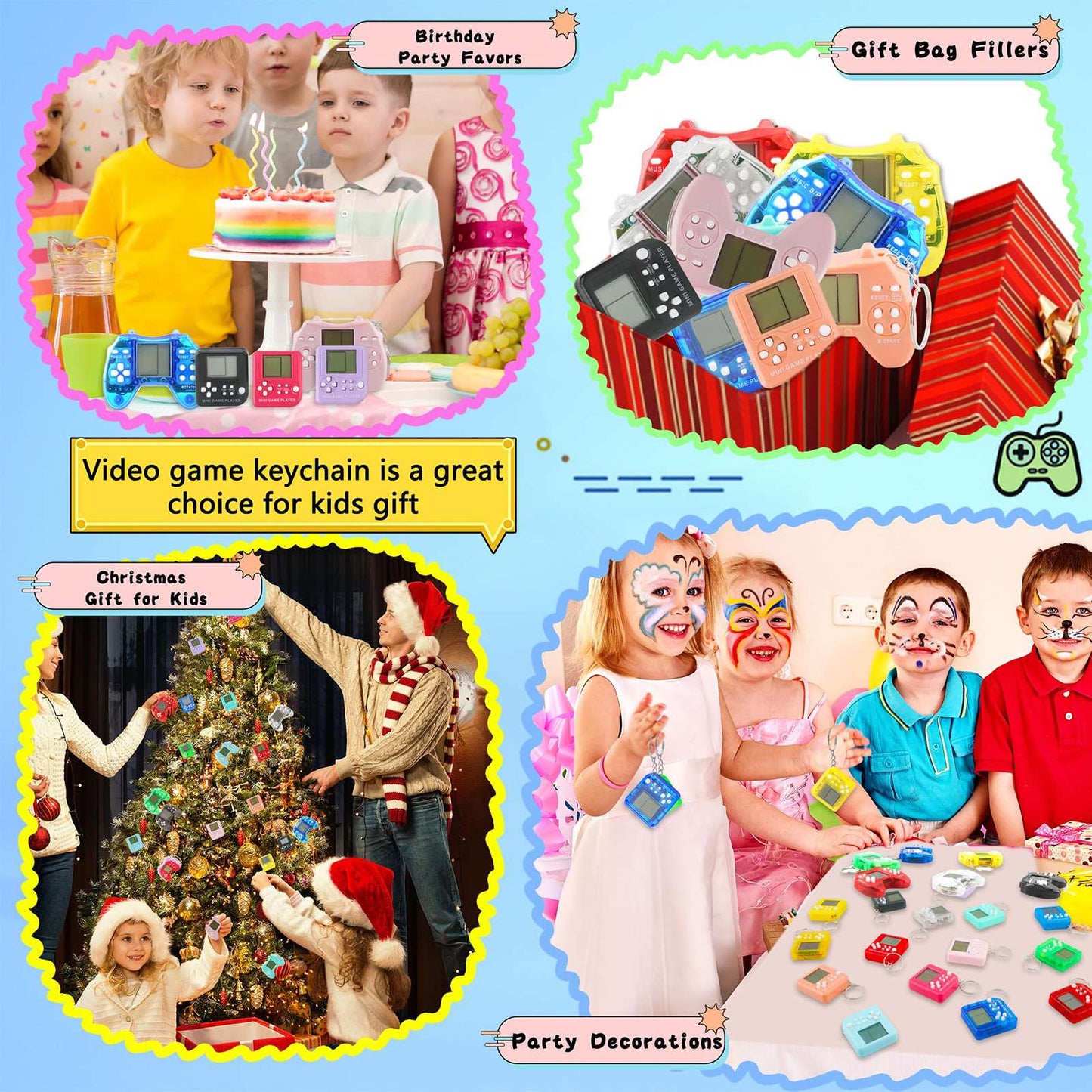 6-48Pcs Video Game Party Favors for Classic Game Console Keychain Birthday Joypad Souvenir School Valentine Gifts
