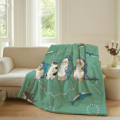 Cartoon cute M-MoFusand Blanket For Sofa Office Bed Plane Travel Sleep Read Relax Camping Soft And Warm
