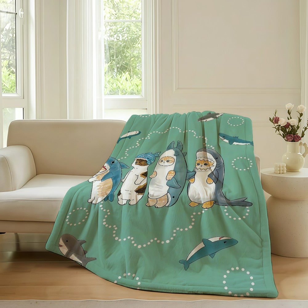 Cartoon cute M-MoFusand Blanket For Sofa Office Bed Plane Travel Sleep Read Relax Camping Soft And Warm
