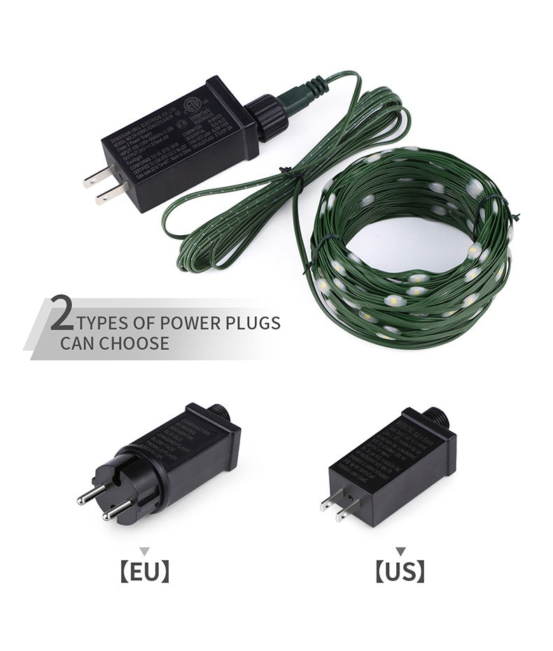 Outdoor LED Christmas Lights Green Wire Leather 24V Fairy Lights String Waterproof Garden Party Wedding Garland Decor New Year Q