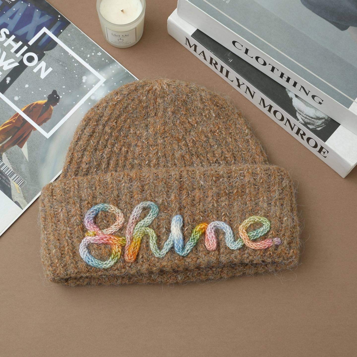 Vintage Embroidered Hats Letter Korean Version Knitted Hat for Autumn and Winter Warm Ear Protection Knitted Hats