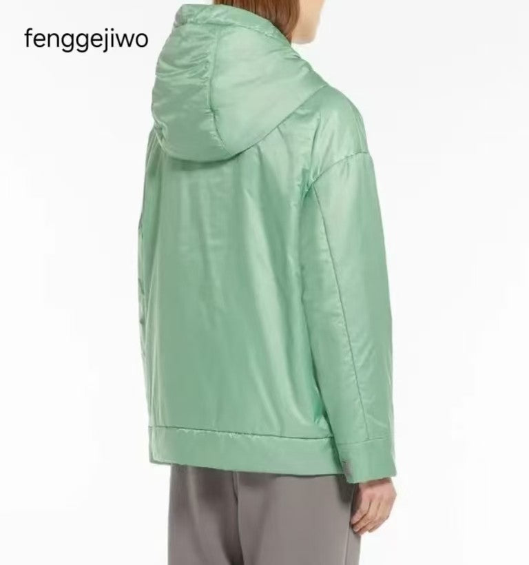 Fenggejiwo women's silk camel velvet baseball jacket casual silk jacket solid color double-sided jacket