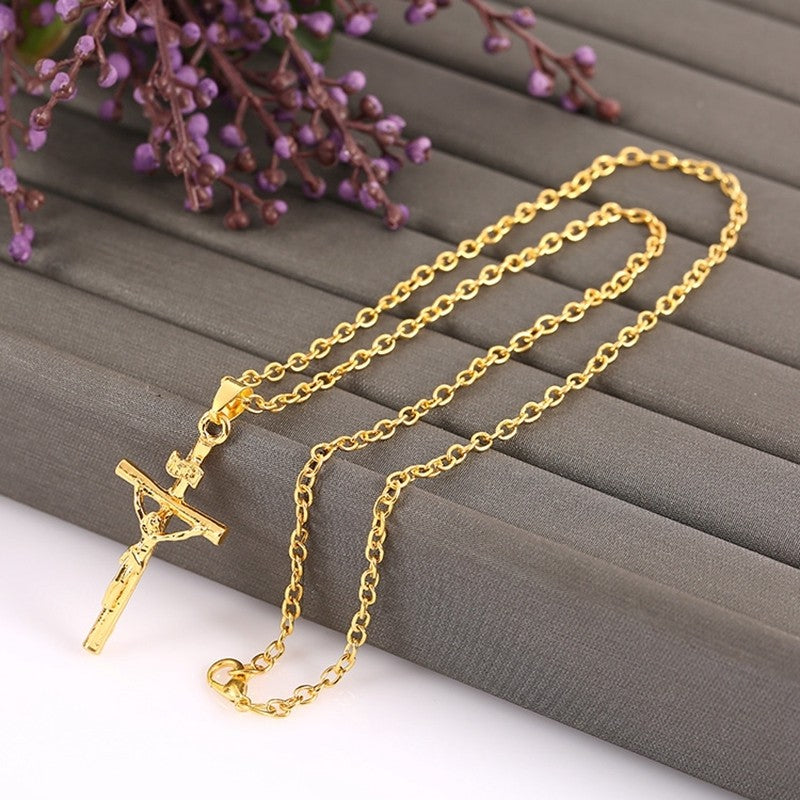 Joias Choker Cor Dourada Fashion Presente Colares e Pingentes Cruz INRI Feminino Masculino Presentes
