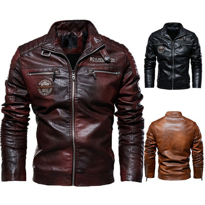 Motorcycle commuting racing suit outdoor cycling suit jacket autumn European and American tough guy lapel leather jacket