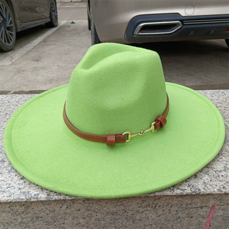 Chapéu Fedora de feltro liso com coroa em formato de gota para homens e mulheres novo cinto de couro Chapéu Panamá ????? ???????