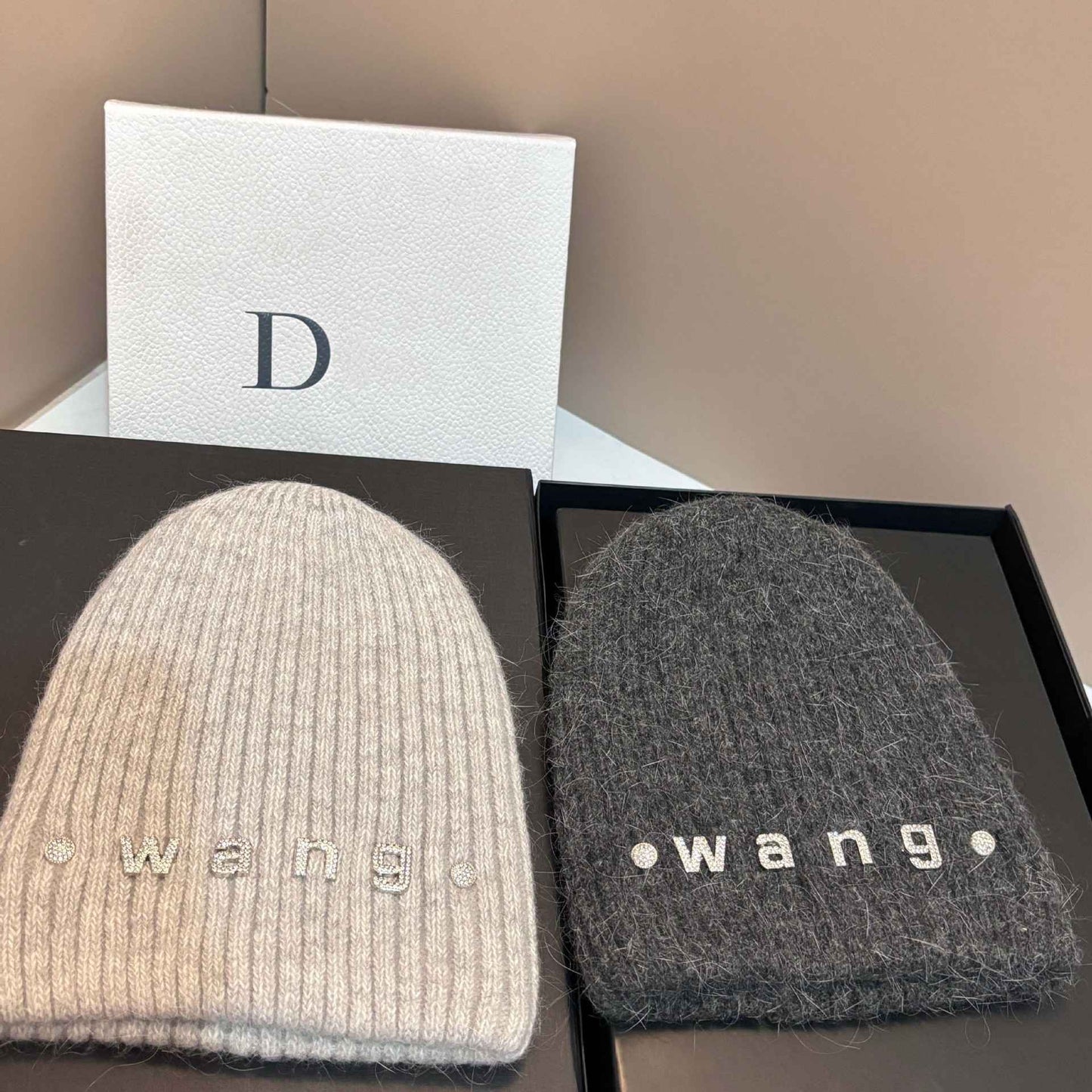 Simple Rabbit Hair Knitted Beanie for Women Outdoor Winter Warm Hat with Ear Flaps Basic Stretchable Skull Cap