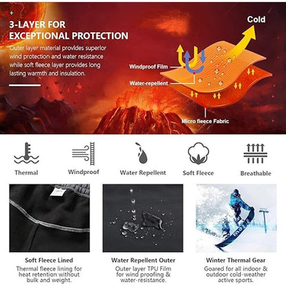 TRVLWEGO Winter Men Camping Hiking Pants Tactic Travel Soft Shell Warm Waterproof Fleece Windproof Outdoor Trekking Trousers