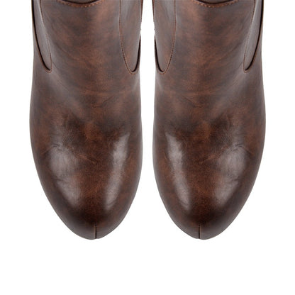 Onlymaker Women Over The Knee Boots Thin High Heel Lady Black Metal Chain Decoration Zipper Female Platform Boots