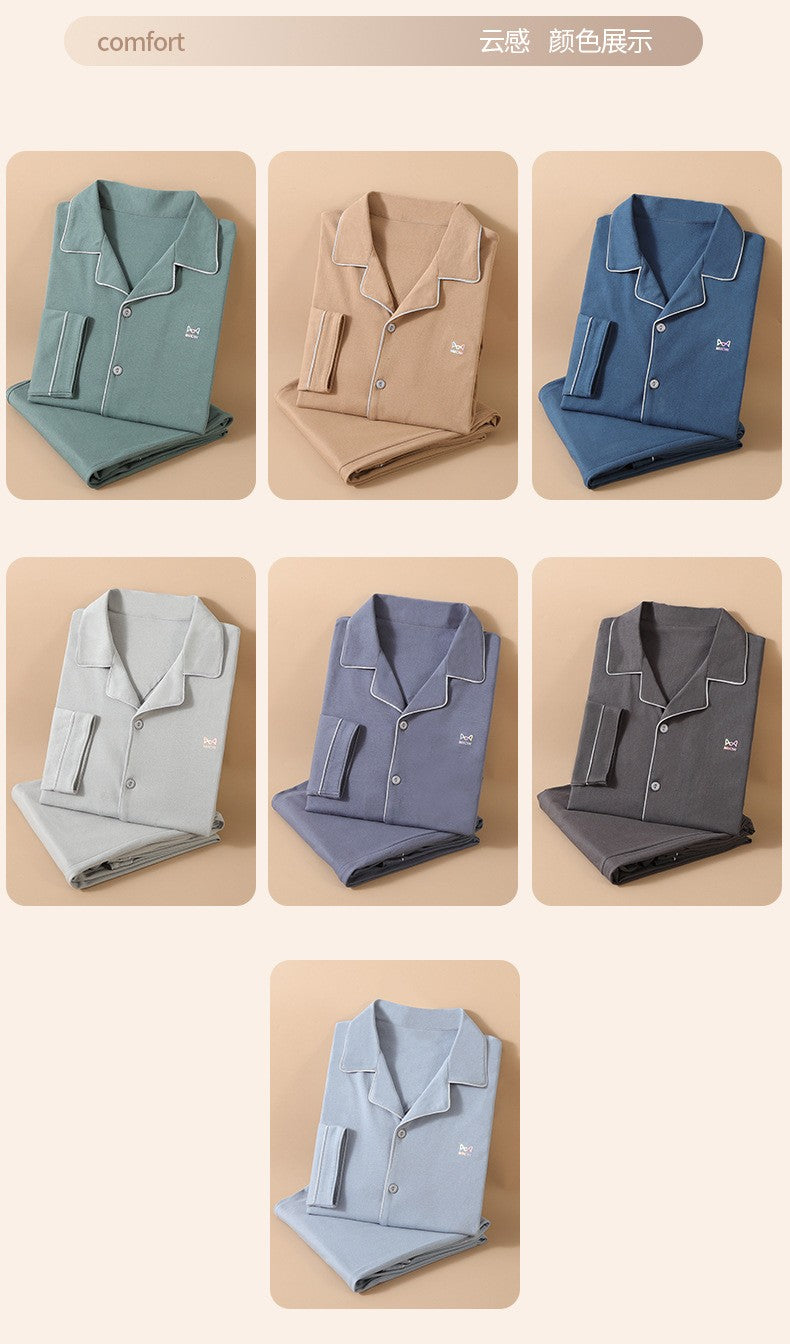 High Quality 100% Cotton Pajamas Suit Men Outside Classic Simple Male's Homewear Fashion Soft Breathable Sleepwear Business Gent