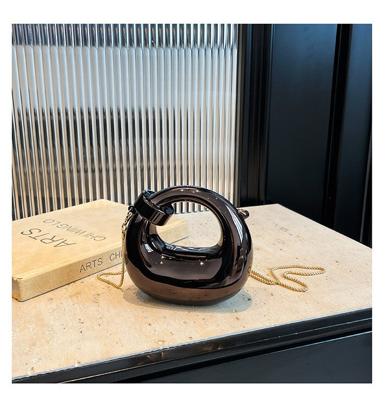 Fashion Crescent Mini Acrylic Chain Evening Bag for Women, Shoulder and Crossbody Bag