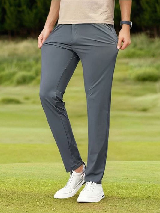 Summer Men's Casual Pants Korean Fashion Light Cool Ice Silk Stretch Golf Pants Slim Fit Suit Pants Male Office Formal Trousers