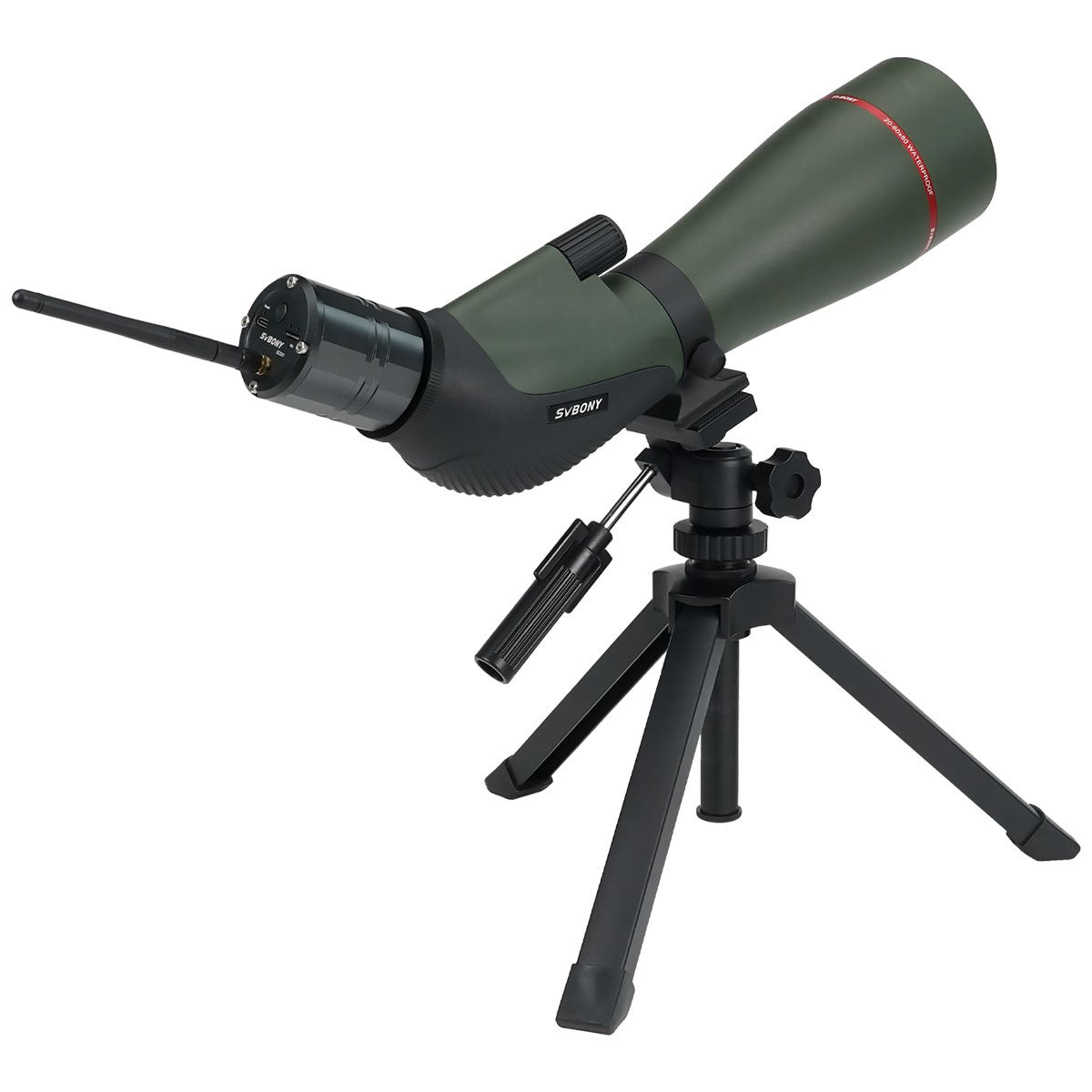 Telescópio terrestre Svbony SA412 20-60X80 com câmera Wi-Fi para fotografia e observação de pássaros