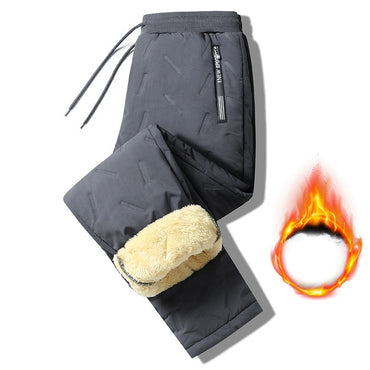 7xl Winter Down Cotton Pants Men's Casual Waterproof Zipper Pocket Thickened Wool Warm Pants Jogger Outdoor Cold-proof Ski Pants