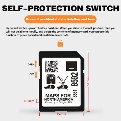 SD Card North America 2023 for Chevrolet GMC Car Navigation System GM 8561-8592 Sat Nav Maps 32GB Free Anti Fog Flim