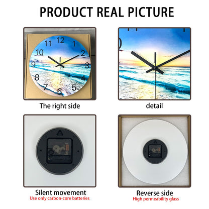 Modern Fashion Marble Texture Pattern 4mm Thickeneded Tempered Glass Wall Clock Living Room Bedroom Kitchen Home Decoration Wall Clock Silent Quartz Clock Holiday Gift 12 Inches 14 Inches 16inch (Without Battery)