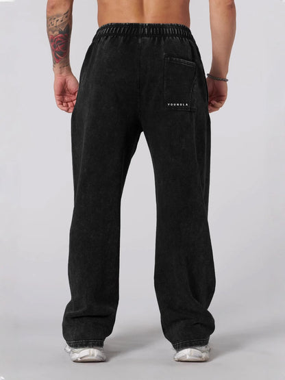 2025 YOUNGLA New American-style men's sports pants jogging muscle fitness casual pants loose straight-leg pants
