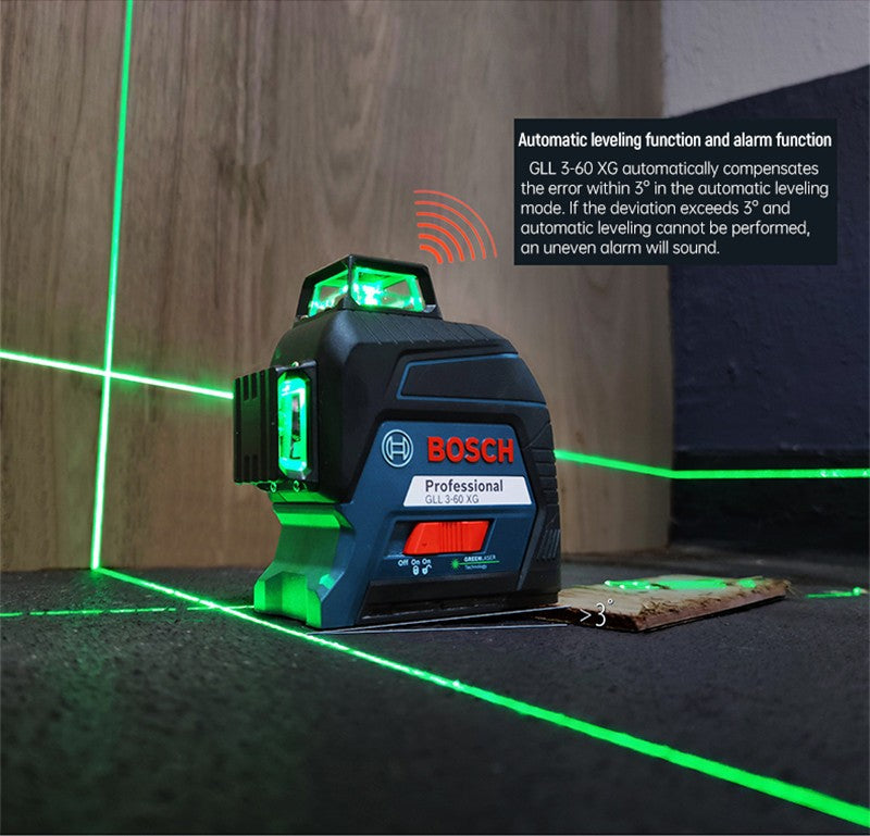 Nível a Laser Verde Bosch 12 Linhas 360 Nível a Laser GLL3-60XG Projeção de Linha de Marcação para Decoração Residencial Nível a Laser para Exterior