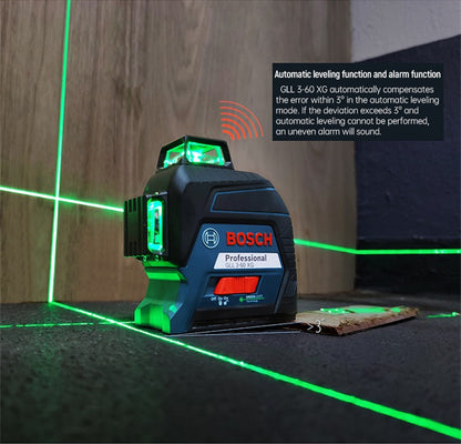 Nível a Laser Verde Bosch 12 Linhas 360 Nível a Laser GLL3-60XG Projeção de Linha de Marcação para Decoração Residencial Nível a Laser para Exterior