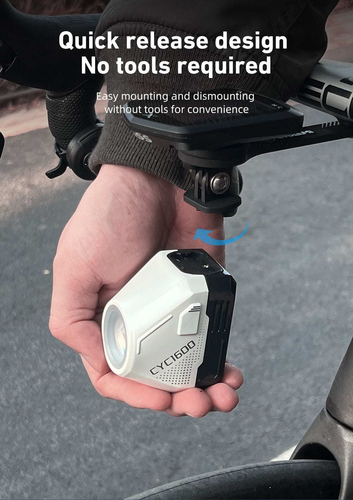 CYCLAMI Hanging Bike Headlight GoPro Ultra Bright Wireless Remote Front Lamp MTB Road High Brightness White CYC 1600 Lumen Light