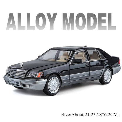 1:24 300SL W140 Carro de Brinquedo Modelo de Liga Fundido com Luz e Som, Carroceria Aberta, Modelos em Miniatura, Brinquedos Clássicos de Presente para Meninos