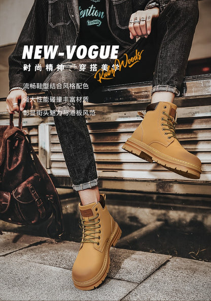 Botas Masculinas Grandes 48 Botas de Motocicleta Cano Curto Masculinas Impermeáveis para Caminhada Chelsea de Inverno Botas Retrô Confortáveis Botas Masculinas
