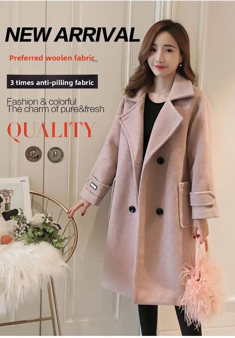 Fashionable Woolen Coat Women's Mid-Length Korean Style Hot Sale Of The Season New Spring Autumn Slimming Versatile Tweed Jacket