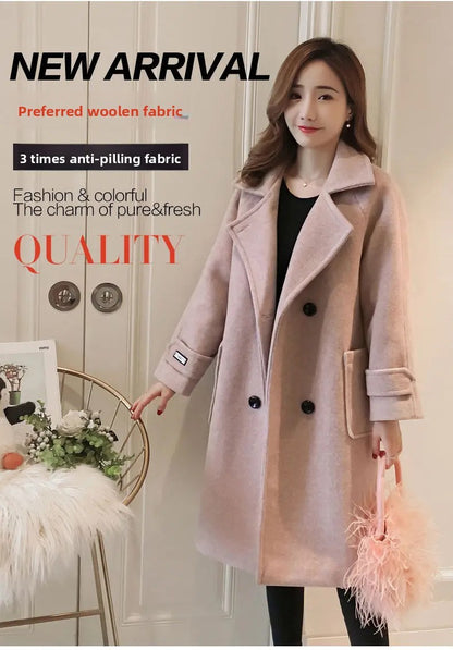 Fashionable Woolen Coat Women's Mid-Length Korean Style Hot Sale Of The Season New Spring Autumn Slimming Versatile Tweed Jacket