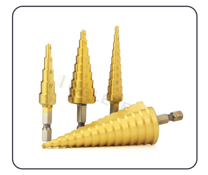 Broca escalonada Tooleye HSS Titânio para metal, madeira, perfuração de alta velocidade, conjunto de brocas escalonadas, ferramentas elétricas 3-12 4-12 4-20 4-32mm