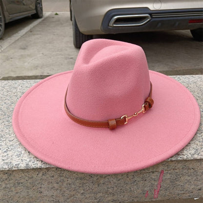 Chapéu Fedora de feltro liso com coroa em formato de gota para homens e mulheres novo cinto de couro Chapéu Panamá ????? ???????