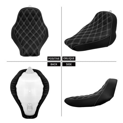 Banco Solo Low Profile Para Piloto De Motocicleta Com Almofada Diamante Para Harley Softail Fatboy Breakout FLSTF FXBRS 2018-2021 2022 2023 Preto