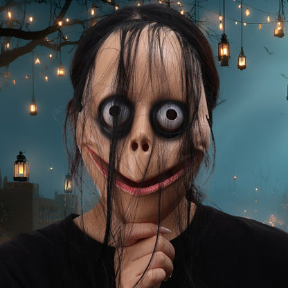Funny Scary Halloween Mask Exaggerated Monster Face Mask Long Hair Spooky Cosplay Costume Accessory for Adults Party Deco Gift