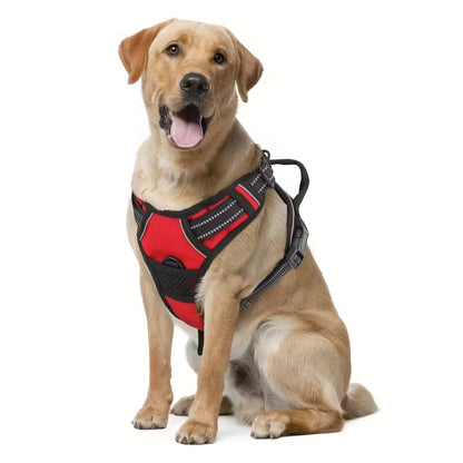 Colete para Cães Antitração com 2 Clip para Guia, Ajustável, Acolchoado Macio, Refletivo Oxford, Não Estrangula, com Alça de Fácil Controle