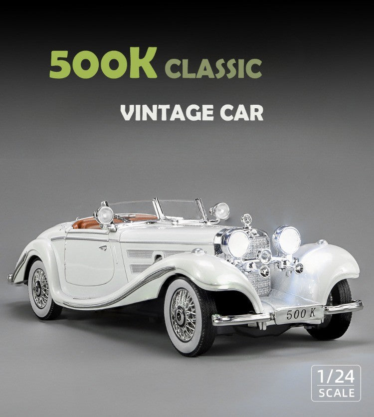 Simulação 1/24 Escala Benz 500K 1936 Clássico Modelo Carro Vintage Com Caixa de Exibição Presente de Aniversário Menino Coleção Miniatura Carro