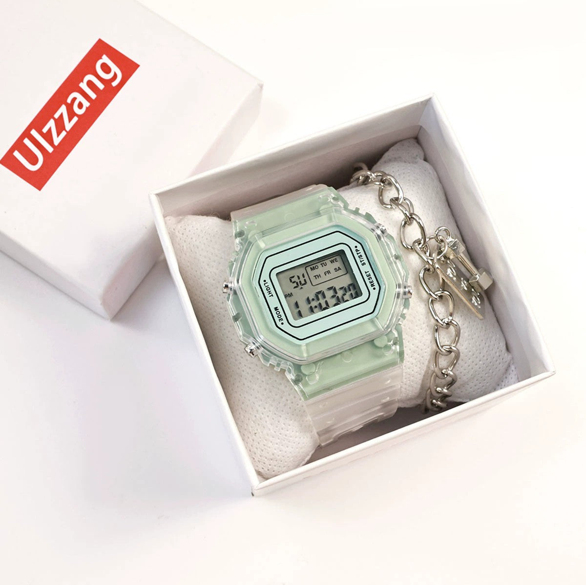 Sports Electronic Watch Men and Women Square Junior High School High School Students White LED Digital Watches