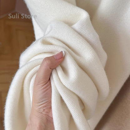 Autumn and Winter Temperament Wool High Waist Loose Wide Leg Pants Women's Cloud Casual Soft Waxy Wool Straight Trousers