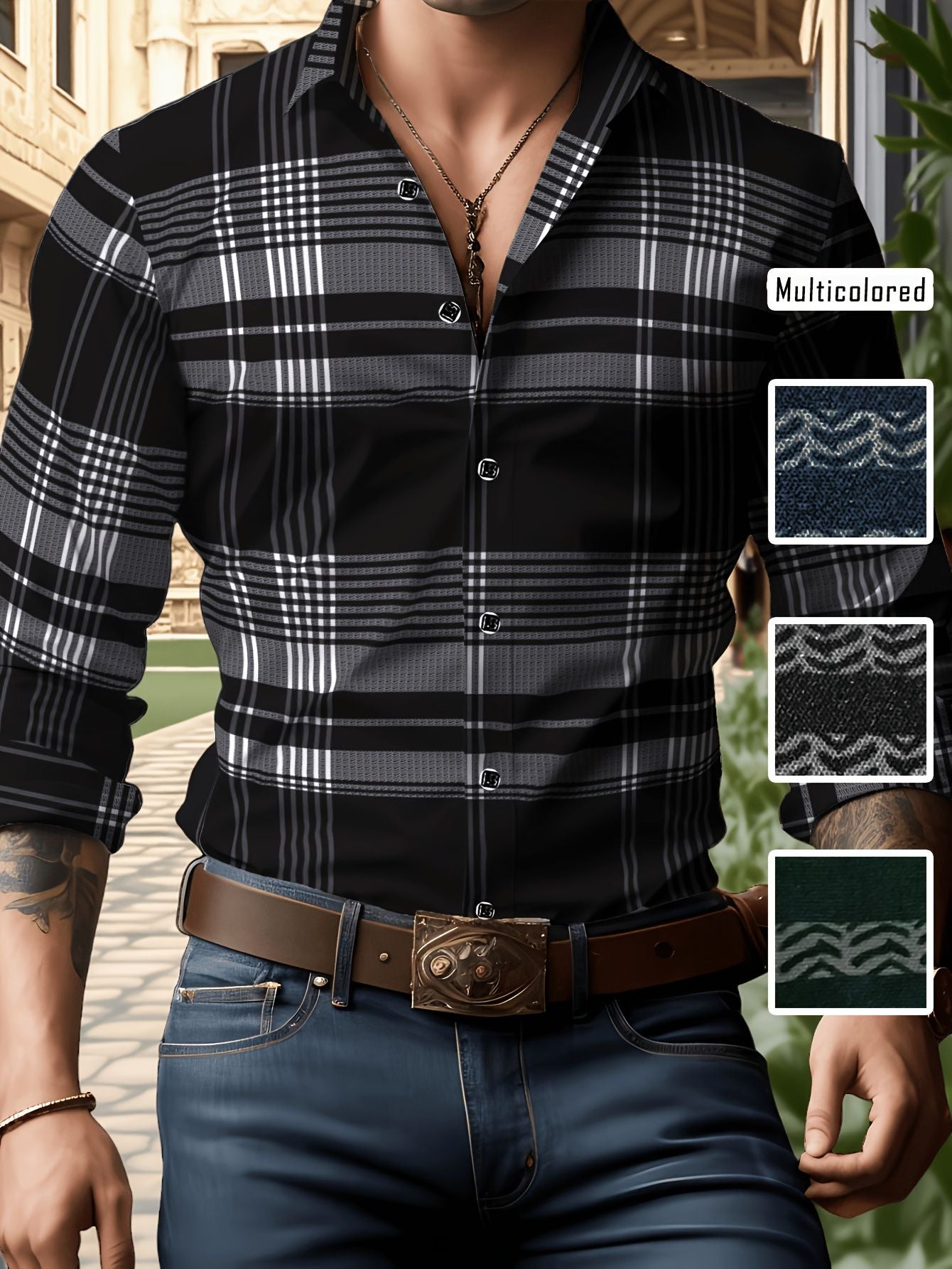 2025 Men's Long Sleeve Dress Shirt Slim Fit Business Formal Shirt Classic Striped Color Office Wedding Party Wear Shirt for Men