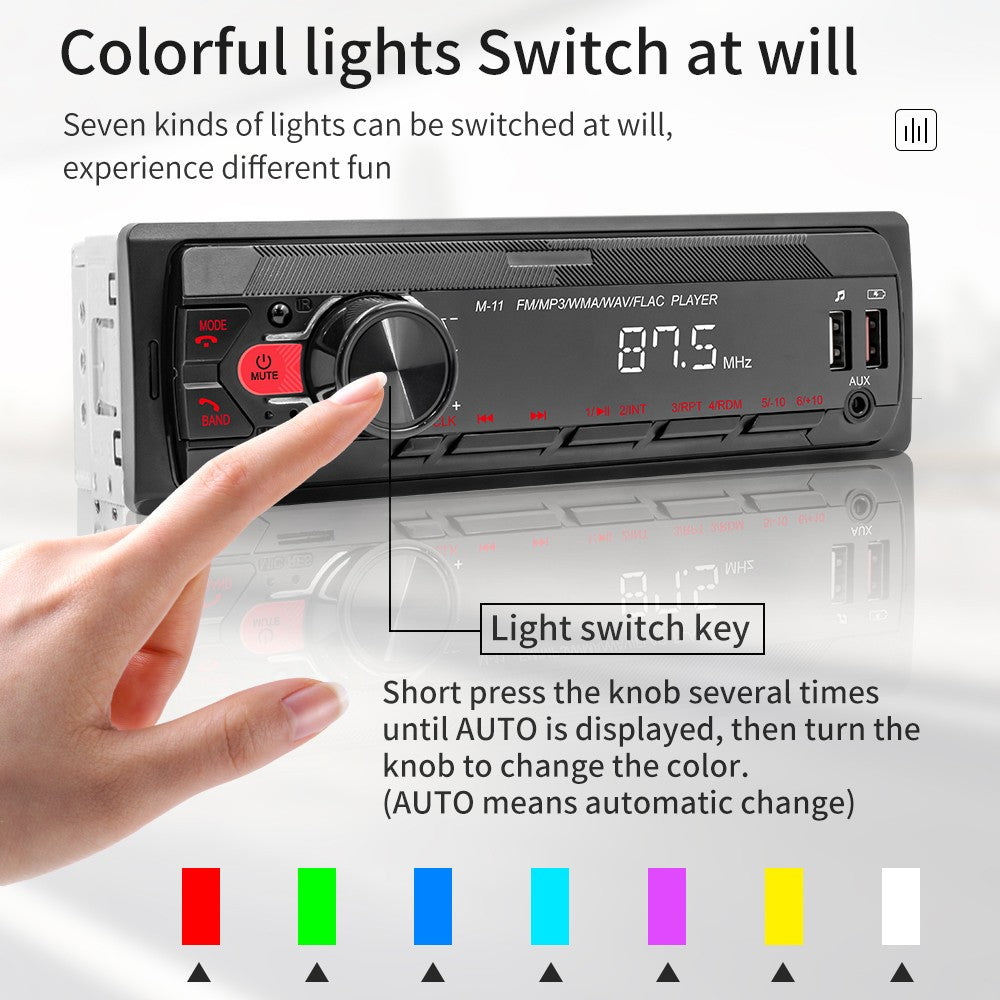 Podofo Car Audio Radio 1 Din MP3 Car Stereo Bluetooth FM AUX In USB Colorful Buttons APP Remote Control Car Multimedia Player
