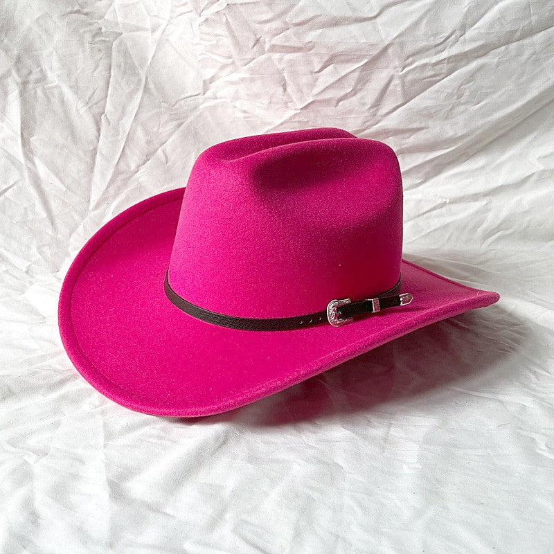 New Vintage Western Cowboy Hat For Men's Gentleman Lady Jazz Cowgirl With Leather Wide Brim Cloche Church Sombrero Hombre Caps
