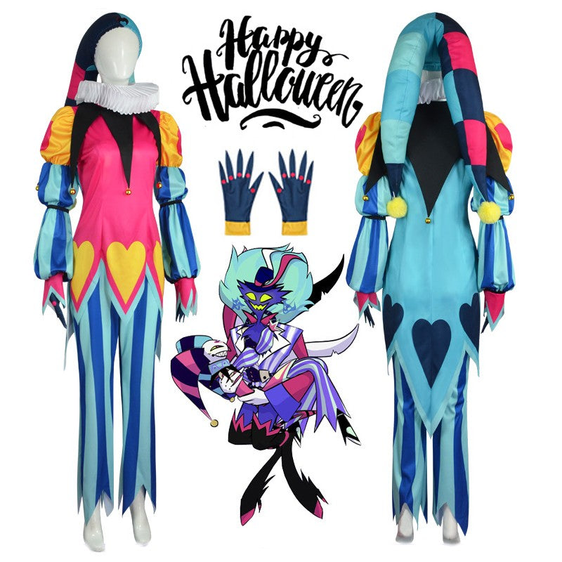 Hazbin Hotel Fizzarolli Cosplay Costume The Amazing Digital Circus Pomni Pierrot Harlequin Clown Outfit Halloween Party Costume