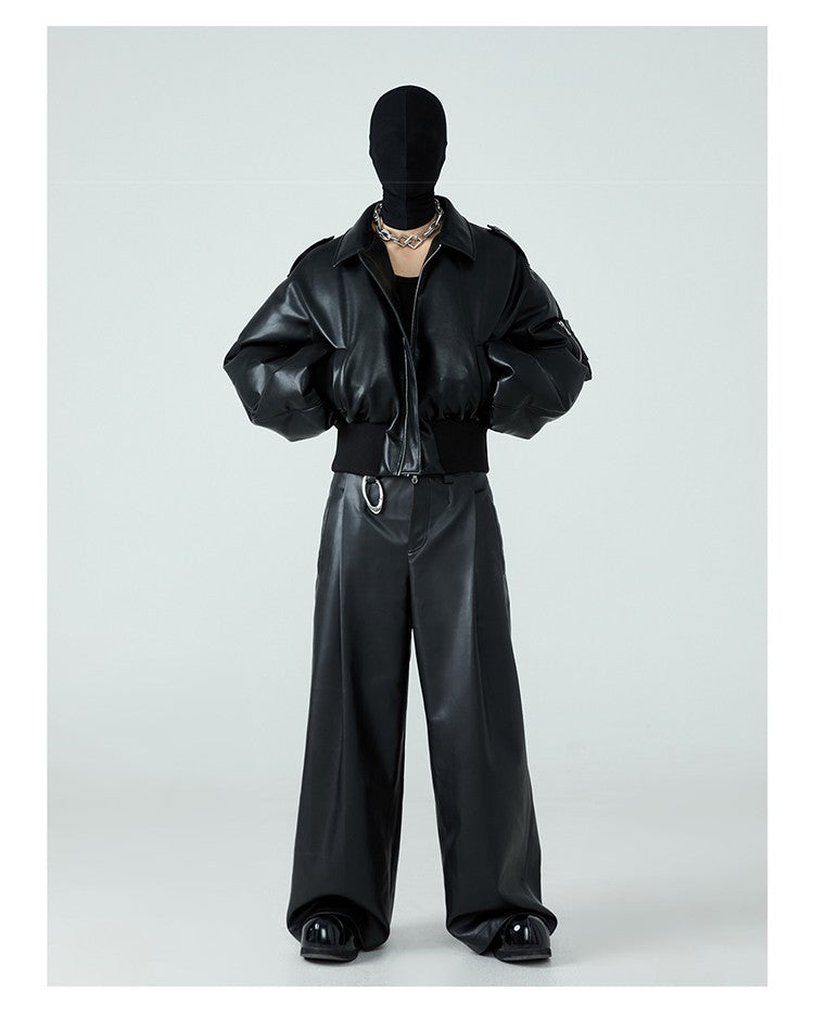 Mauroicardi Autumn Winter Short Thick Warm Black Pu Leather Jacket Men with Long Sleeve Zipper Casual Luxury Designer Clothes