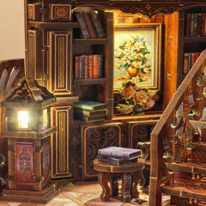 3D Retrô Sonhador Sala de Livros DIY Casas de Madeira em Miniatura Kits Decoração de Mesa para Adultos Presentes de Natal Artesanais