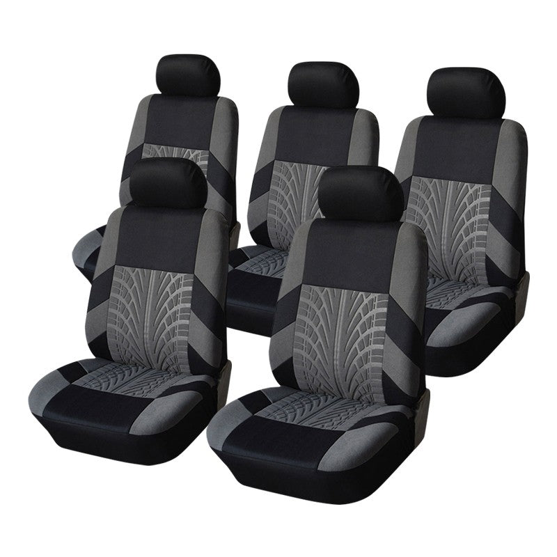 5 peças Capas de Assento Automotivo Conjunto Universal para a Maioria dos Carros Capas com Detalhe de Bordado de Pneu Estilização Protetor de Assento Automotivo