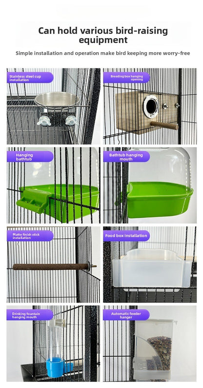 80x46x133CM Gaiola de Papagaio de Luxo Grande Multi-camadas com Grande Espaço Caixa de Ferro para Papagaio Estorninho Xuanfeng com Gaiola para Pássaros