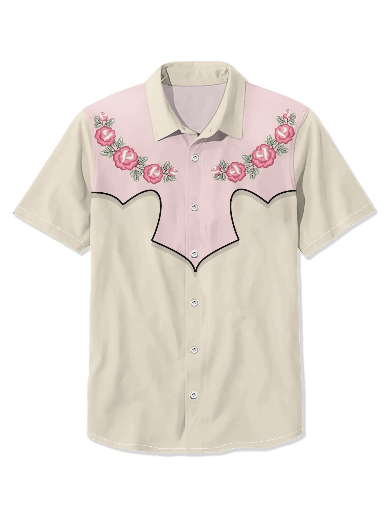 West Cowboy Shirts For Men Vintage Short-Sleeved Shirt Tops Ethnic Blouse Animal Cats 3d Print Casual Shirt Men's Clothing 3xl