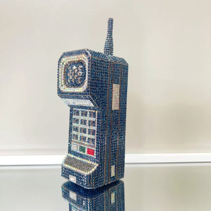 XIYUAN Mobile Phone Shaped Diamond Evening Bags for Women Gorgeous Bling Diamond Metallic Purses and Handbags Wedding Party