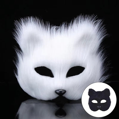 Halloween Fox Shape Half Face Eye Mask Sexy Imitation Cat Hair Animal Mask Christmas Carnival Party Cosplay Costume Props Masque