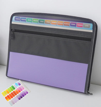 Accordion File Organizer with Safe Zipper, 13 Pocket Expanding File Folder with Front Pencil Pouch,  School Office Supplies