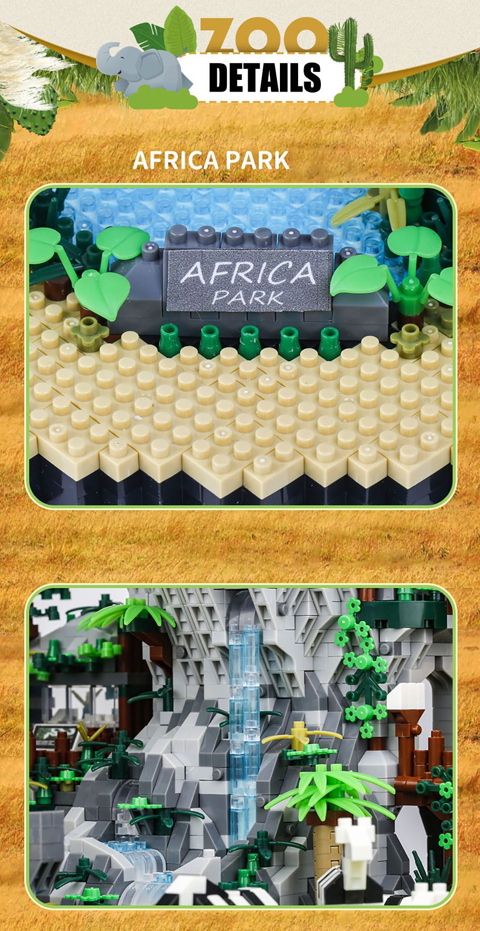 MOC Cidade Zoológico Animal Micro Blocos de Montar Conjunto de Tijolos Panda Leão Elefante Girafa Flamingo Kit Modelo de Parque de Animais Brinquedos Presentes