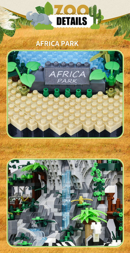 MOC Cidade Zoológico Animal Micro Blocos de Montar Conjunto de Tijolos Panda Leão Elefante Girafa Flamingo Kit Modelo de Parque de Animais Brinquedos Presentes